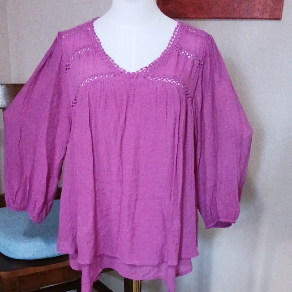 GNW Women's Magenta Boho Blouse